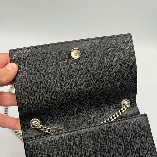 Saint Laurent Kate Small In Grain De Poudre Embossed Leather - Black