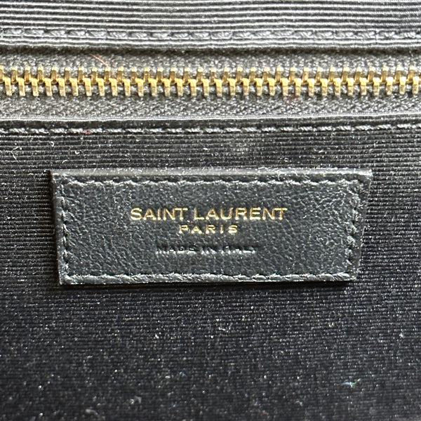 Saint Laurent Large Envelope Triquilt - Black Grained Leather