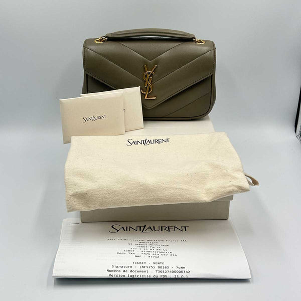 Saint Laurent LouLou Mini Bag in Lambskin - Strong Dark Moss