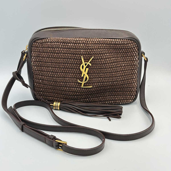 Saint Laurent Lou Shoulder Bag In Raffia and Leather - Brown