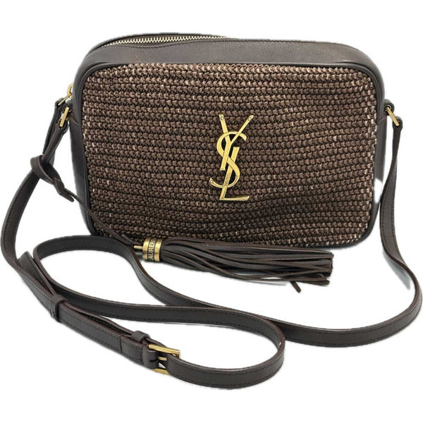 Saint Laurent Lou Shoulder Bag In Raffia and Leather - Brown