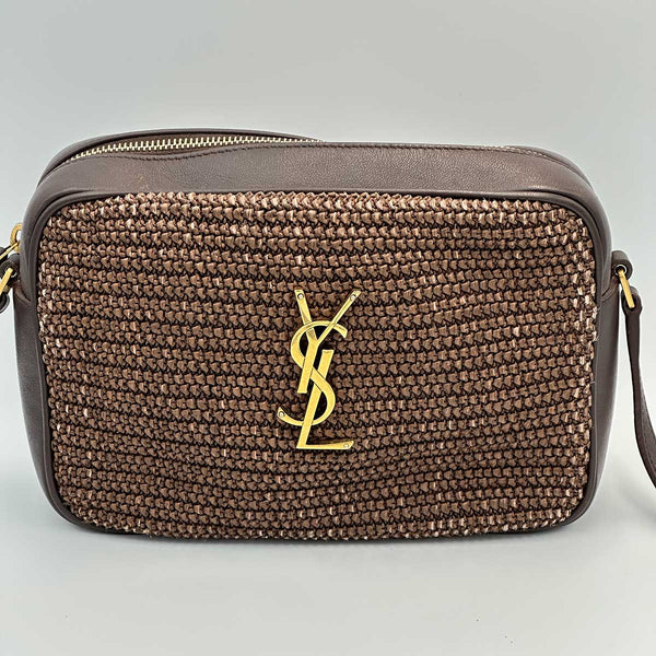Saint Laurent Lou Shoulder Bag In Raffia and Leather - Brown