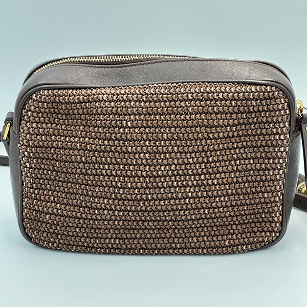Saint Laurent Lou Shoulder Bag In Raffia and Leather - Brown