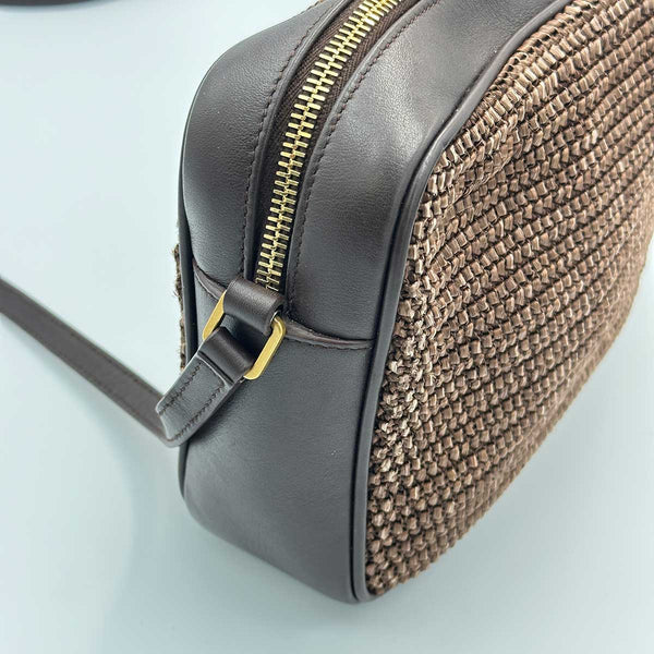 Saint Laurent Lou Shoulder Bag In Raffia and Leather - Brown