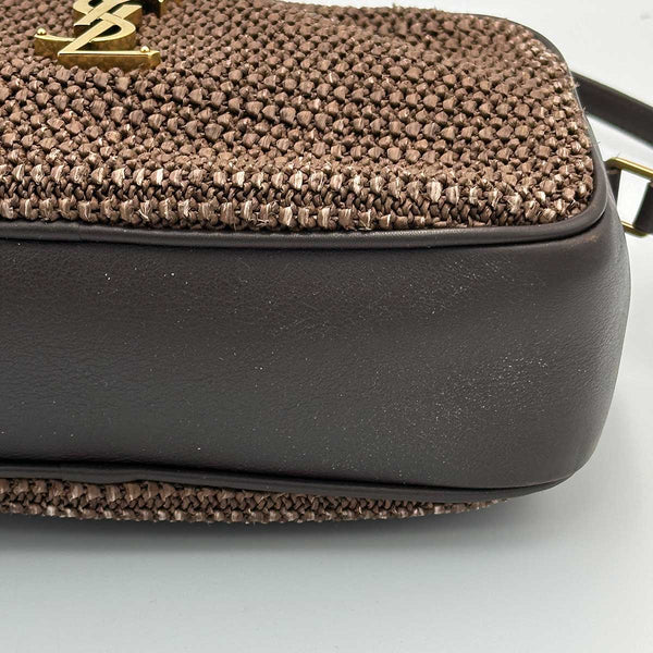 Saint Laurent Lou Shoulder Bag In Raffia and Leather - Brown