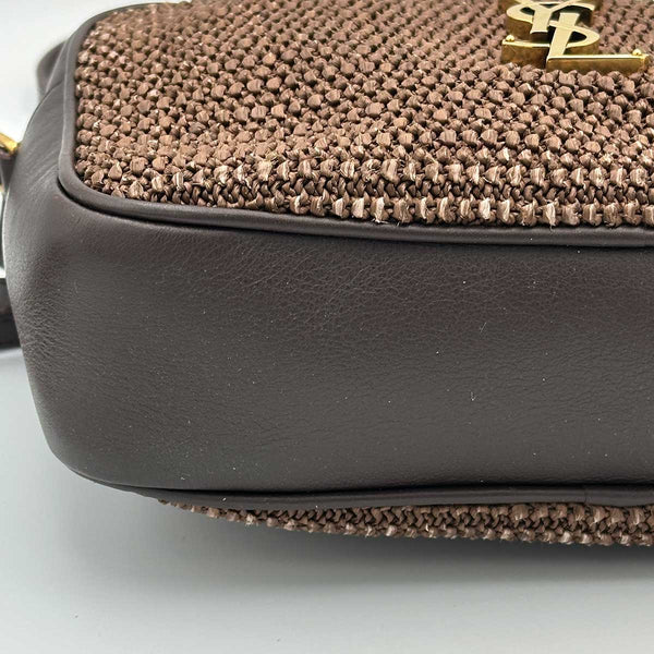 Saint Laurent Lou Shoulder Bag In Raffia and Leather - Brown