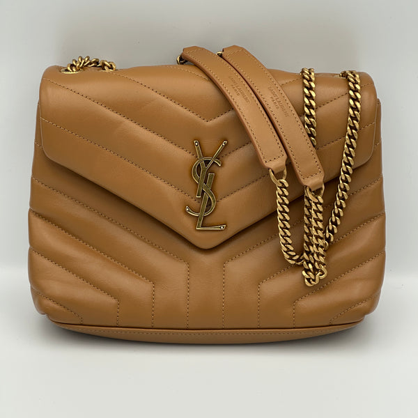 Saint Laurent Loulou Small Shoulder Bag in Quilted Leather - Camel