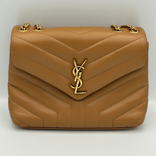 Saint Laurent Loulou Small Shoulder Bag in Quilted Leather - Camel