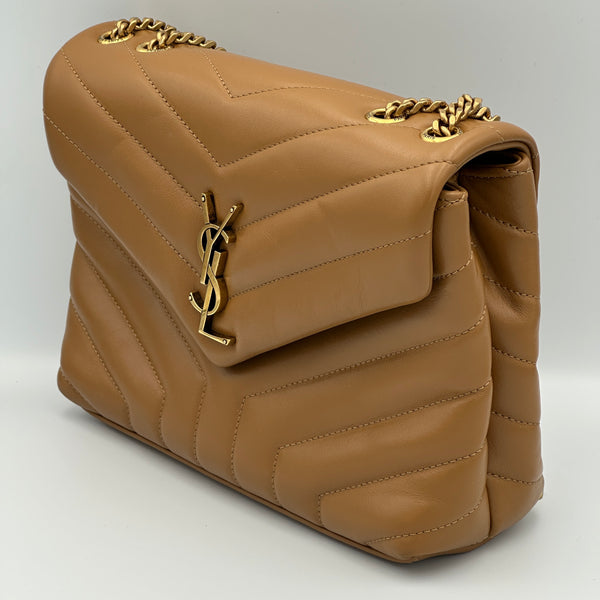 Saint Laurent Loulou Small Shoulder Bag in Quilted Leather - Camel