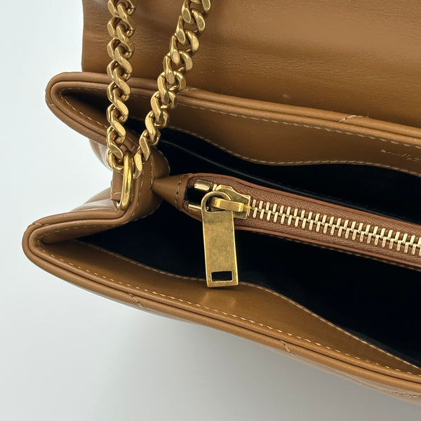 Saint Laurent Loulou Small Shoulder Bag in Quilted Leather - Camel