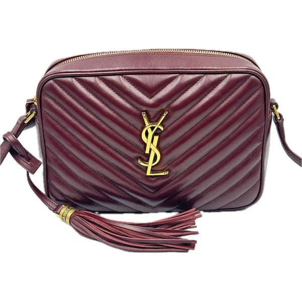 Saint Laurent Medium Lou Camera Bag with Tassel - Burgundy