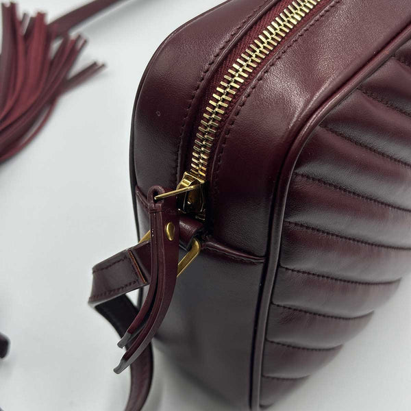 Saint Laurent Medium Lou Camera Bag with Tassel - Burgundy