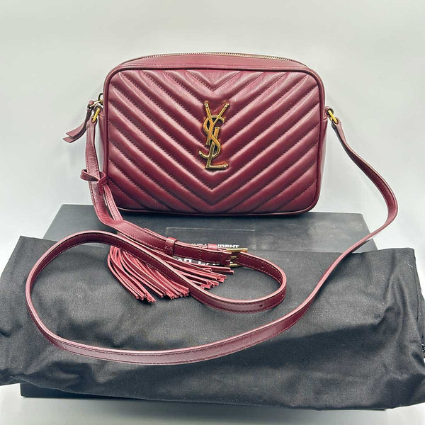 Saint Laurent Medium Lou Camera Bag with Tassel - Burgundy