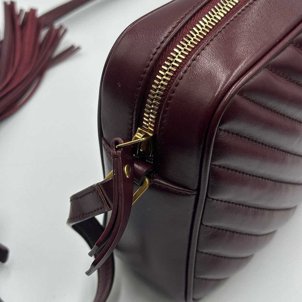Saint Laurent Medium Lou Camera Bag with Tassel - Burgundy