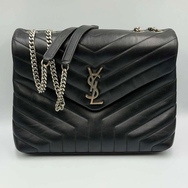 Saint Laurent Medium LouLou Black Quilted Leather with Silver Hardware