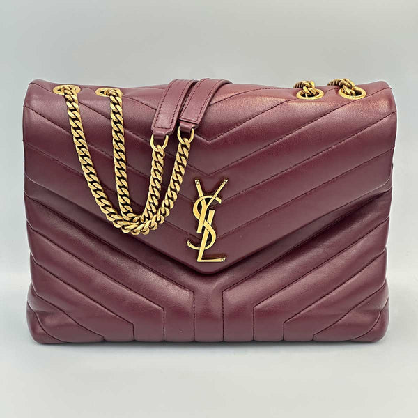 Saint Laurent Medium Loulou Burgundy Calfskin Leather
