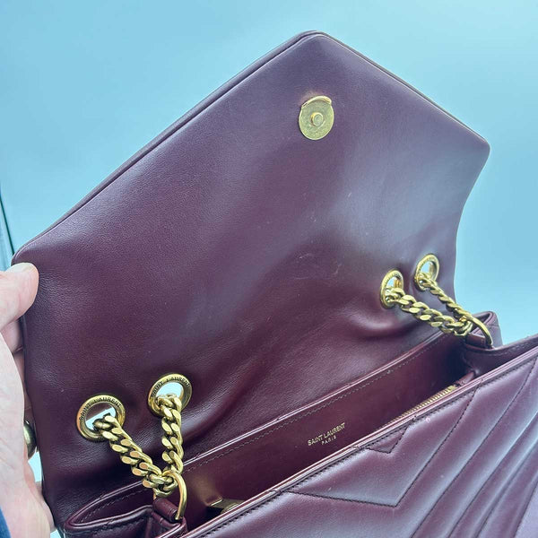 Saint Laurent Medium Loulou Burgundy Calfskin Leather