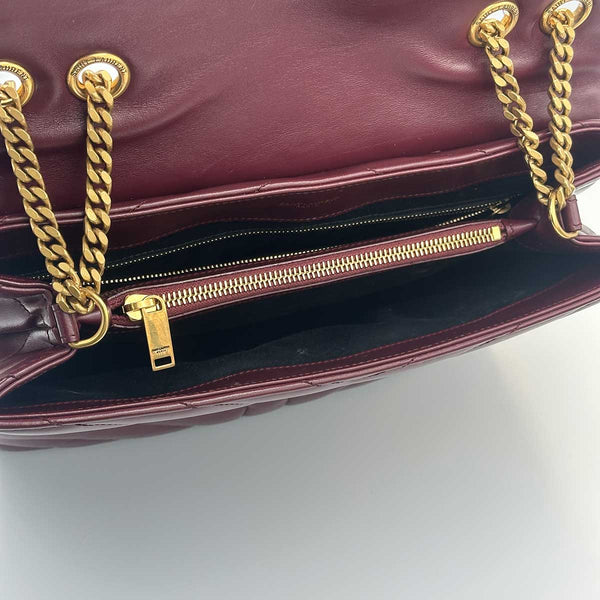 Saint Laurent Medium Loulou Burgundy Calfskin Leather