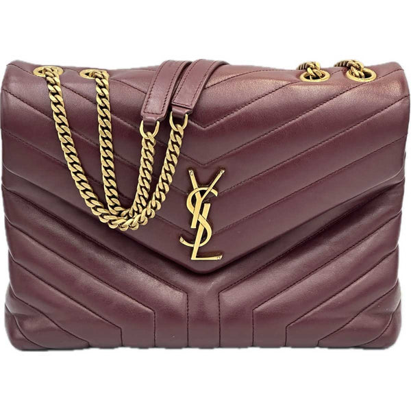 Saint Laurent Medium Loulou Burgundy Calfskin Leather