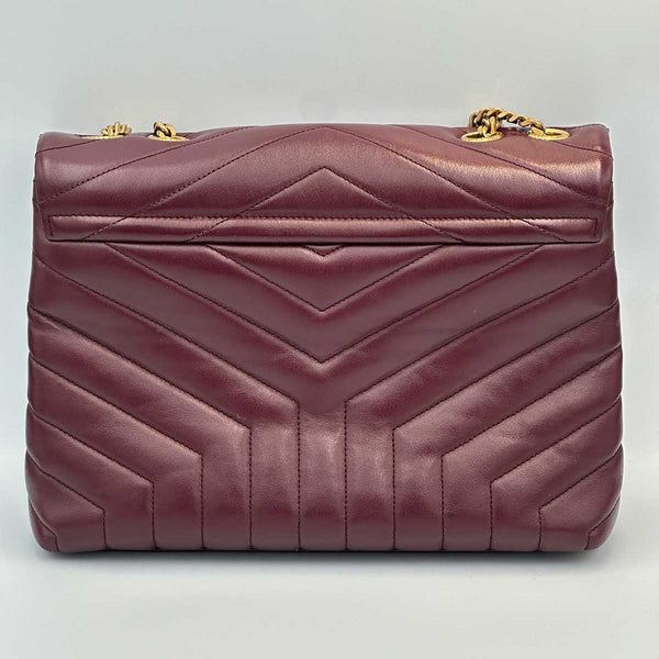 Saint Laurent Medium Loulou Burgundy Calfskin Leather