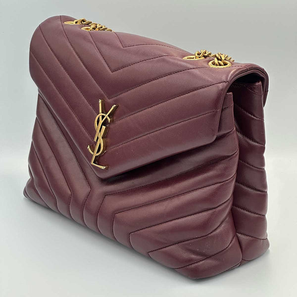 Saint Laurent Medium Loulou Burgundy Calfskin Leather
