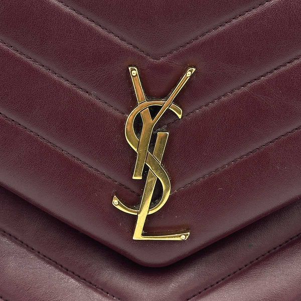 Saint Laurent Medium Loulou Burgundy Calfskin Leather