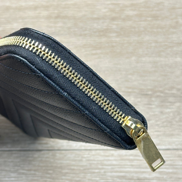 Saint Laurent Monogram Large Zip Wallet in Grained Leather - Black