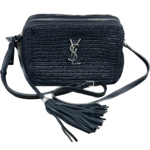 Saint Laurent Raffia Lou Camera Bag - Woven Black - Chicago Pawners & Jewelers