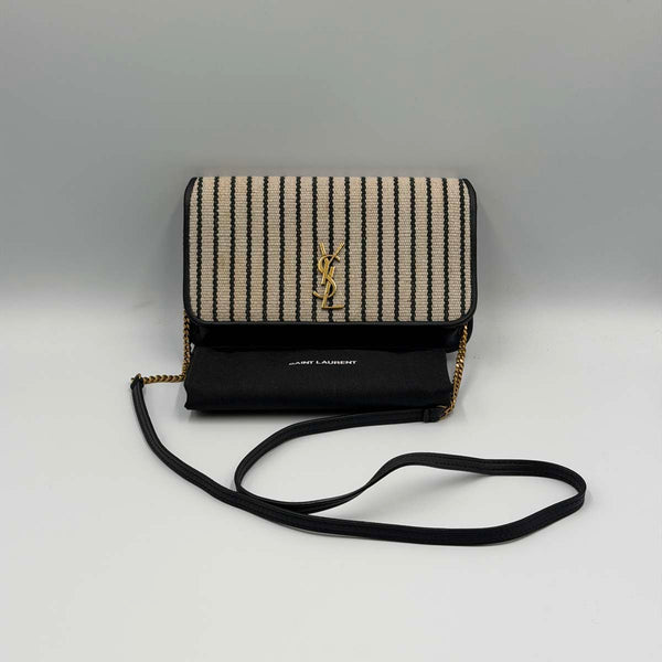 Saint Laurent Striped Canvas Phone Holder Crossbody