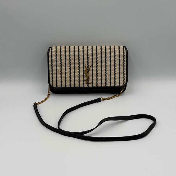 Saint Laurent Striped Canvas Phone Holder Crossbody