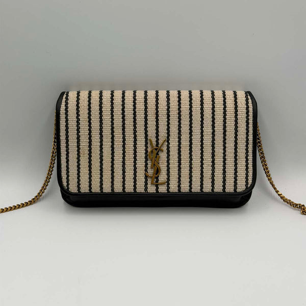 Saint Laurent Striped Canvas Phone Holder Crossbody