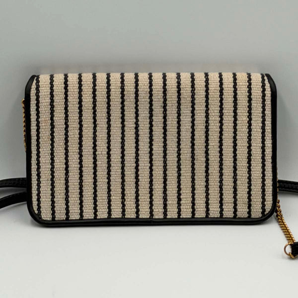 Saint Laurent Striped Canvas Phone Holder Crossbody
