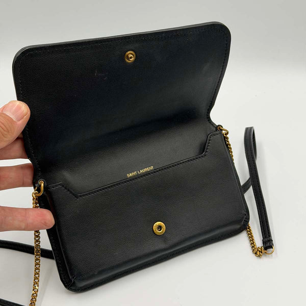Saint Laurent Striped Canvas Phone Holder Crossbody