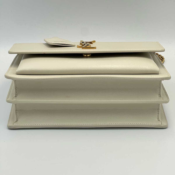 Saint Laurent Medium Sunset Shoulder Bag - Blanc Vintage and Gold Hardware