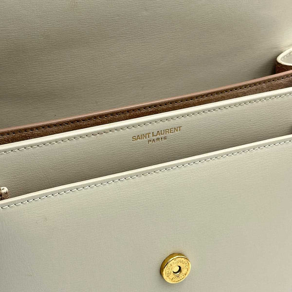 Saint Laurent Medium Sunset Shoulder Bag - Blanc Vintage and Gold Hardware