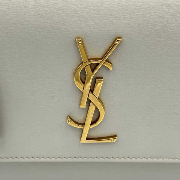 Saint Laurent Medium Sunset Shoulder Bag - Blanc Vintage and Gold Hardware