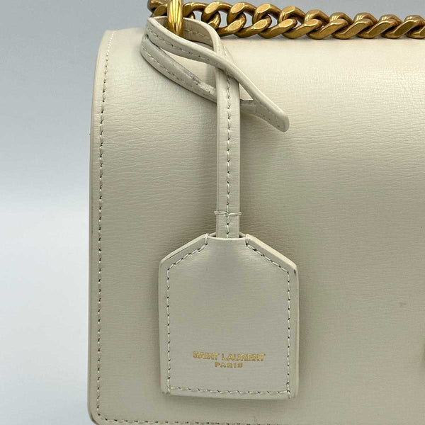 Saint Laurent Medium Sunset Shoulder Bag - Blanc Vintage and Gold Hardware
