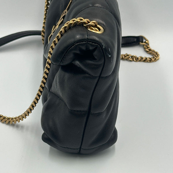 Saint Laurent Toy Puffer In Black Lambskin
