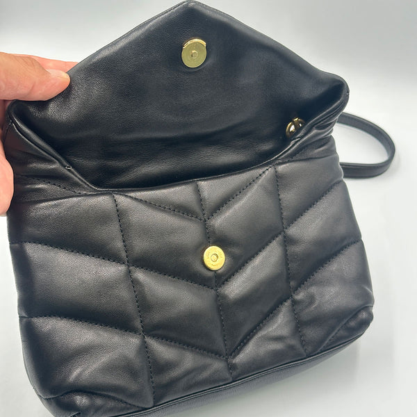 Saint Laurent Toy Puffer In Black Lambskin