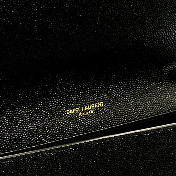 Saint Laurent Upton Chain Wallet in Grain De Poudre Embossed Leather