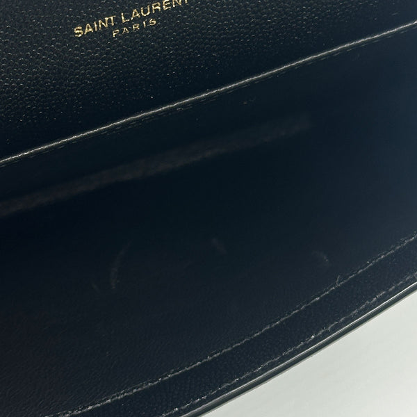 Saint Laurent Upton Chain Wallet in Grain De Poudre Embossed Leather