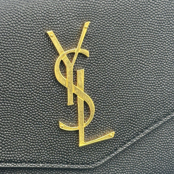 Saint Laurent Upton Chain Wallet in Grain De Poudre Embossed Leather