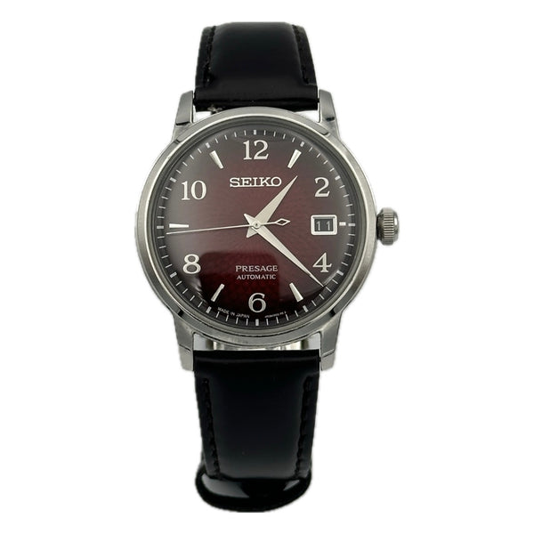 Seiko Presage - Red Dial, Leather Strap - Negroni