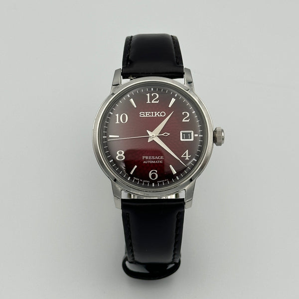Seiko Presage - Red Dial, Leather Strap - Negroni