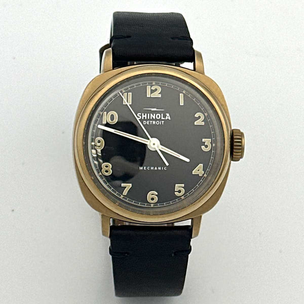Shinola Mechanic Watch - Gold Toned Case, Black Dial