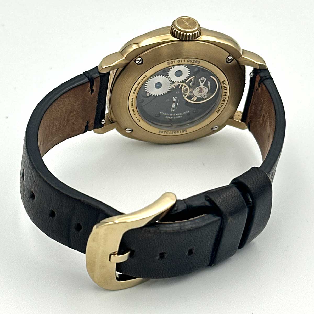 Shinola Mechanic Watch - Gold Toned Case, Black Dial
