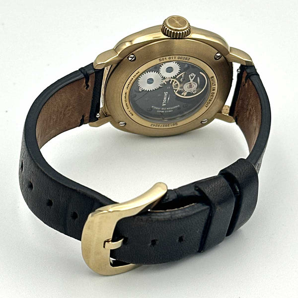 Shinola Mechanic Watch - Gold Toned Case, Black Dial