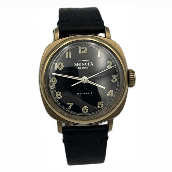 Shinola Mechanic Watch - Gold Toned Case, Black Dial