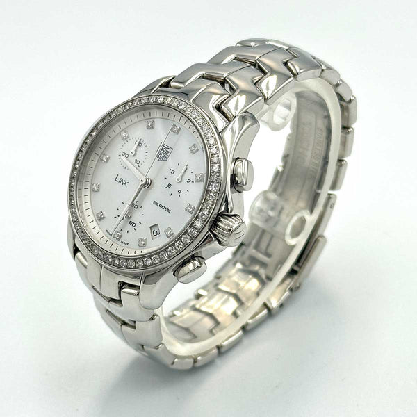 Tag Heuer Ladies Link Diamond Watch Chronograph - 33mm - Mother of Pearl