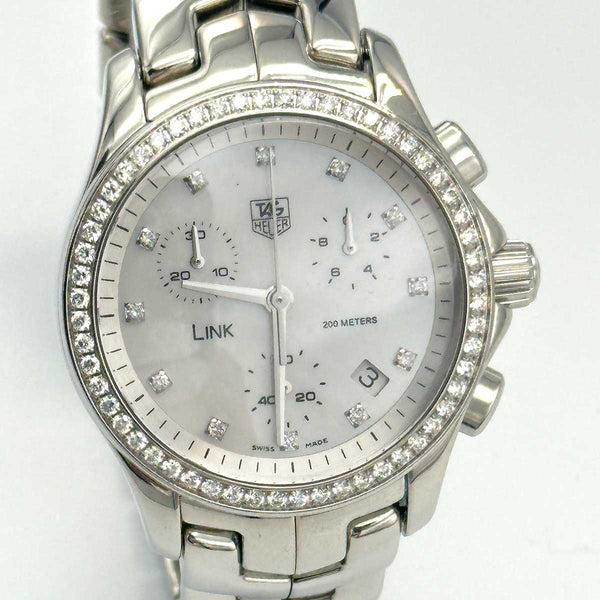 Tag Heuer Ladies Link Diamond Watch Chronograph - 33mm - Mother of Pearl